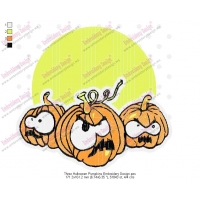 Three Halloween Pumpkins Embroidery Design